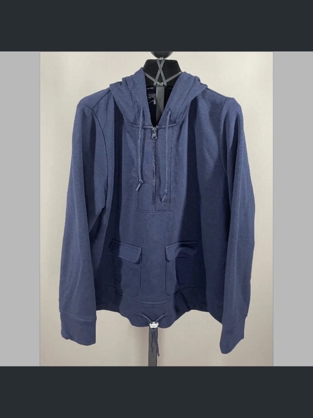 NEW Talbots Hoodie Womens 1X blue pull over henley casual gym athleisure